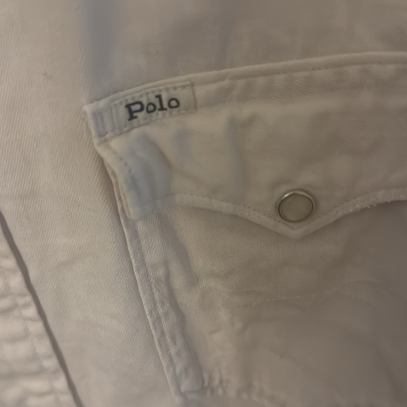 Heavier white button snap western shirt - Picture 2 of 4